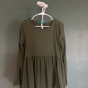 Mts Olive Green Peplum Long Sleeve Tunic